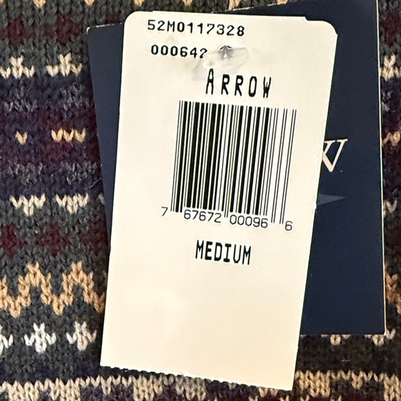 Arrow Men's Green Patterned Pullover Grandpa Sweater Size M NWT - Picture 6 of 8